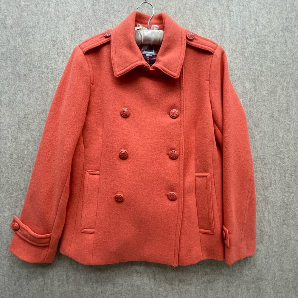 JCP Wool Orange Pea Coat with Lining  XL